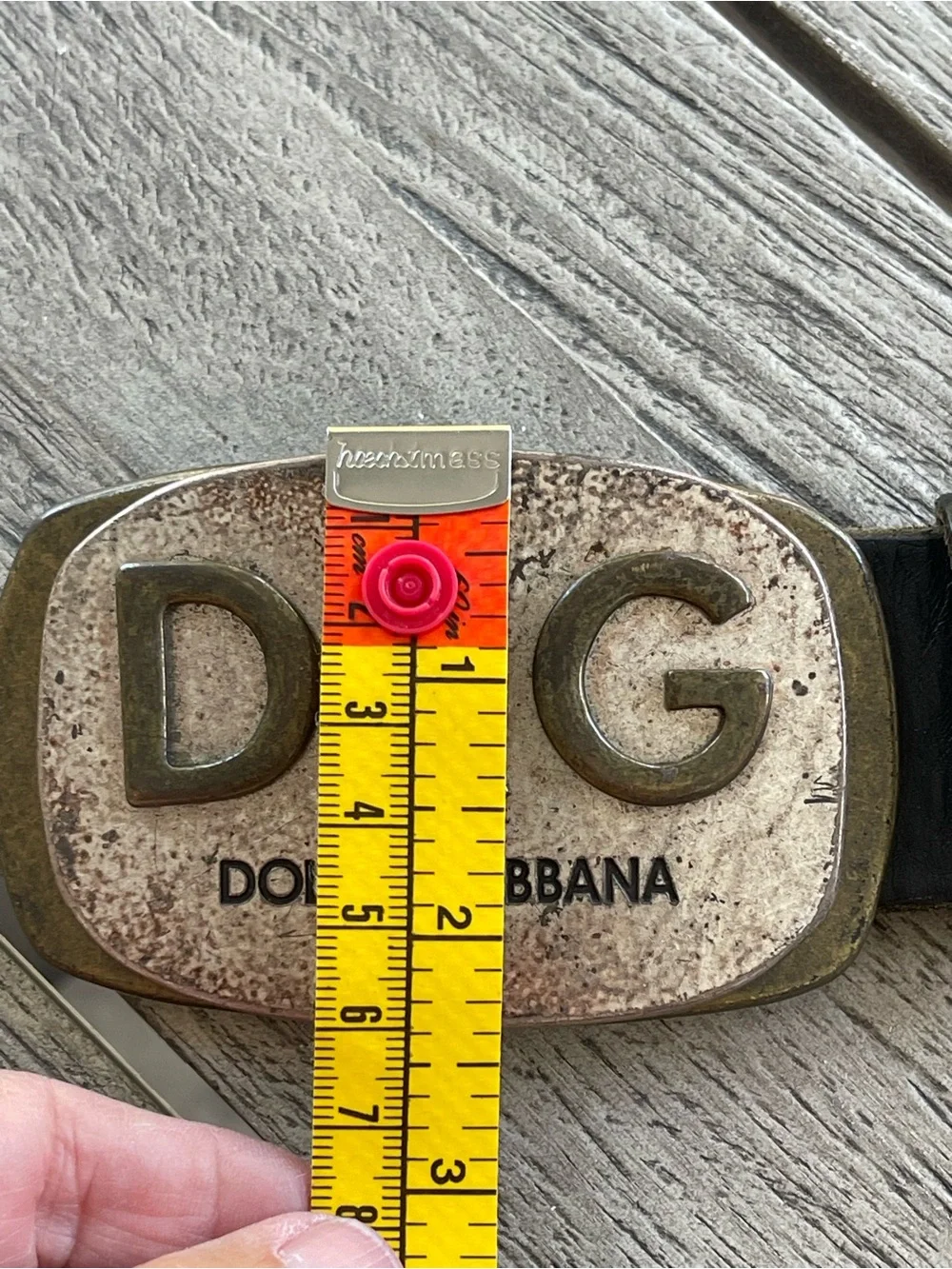 Dolce & Gabbana Antique Gold D&G Logo Buckle Black Leather Belt Size 40”  100 cm
